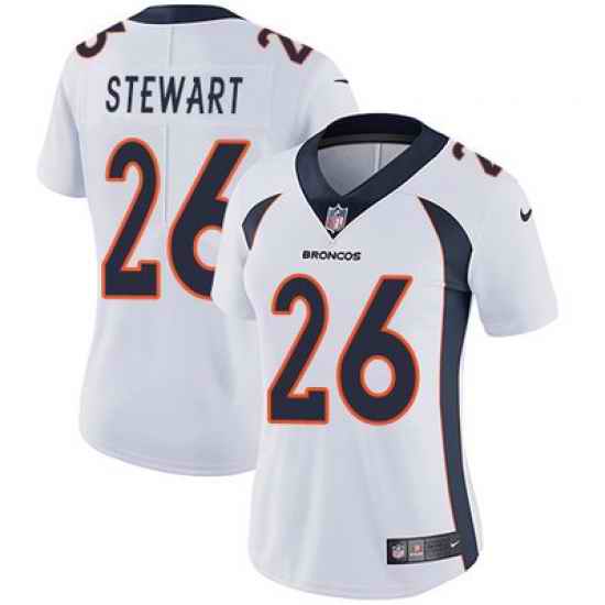 Nike Broncos #26 Darian Stewart White Womens Stitched NFL Vapor Untouchable Limited Jersey